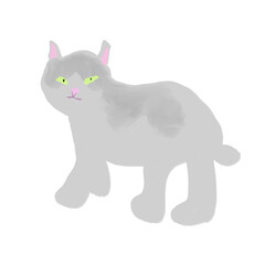 振り返る野良猫のイラスト