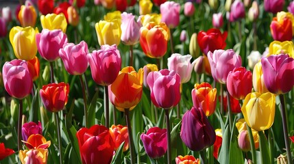 Obraz premium Beautiful Tulips in Bloom: Colorful Springtime Flowers