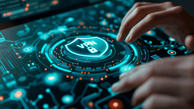 It specialist is activating vpn connection on a touch screen interface