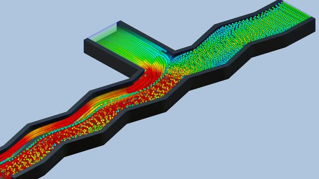 CFD simulation Computational fluid dynamics - zigzag 75 degrees airflow simulation	