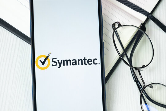 New York, USA - 30 June 2024: Symantec Logo or Icon on Phone Screen