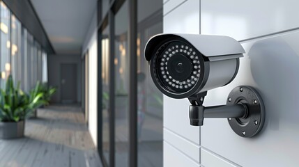 The CCTV security camera, using for recording and monitoring the criminals scene that installed on the building interior