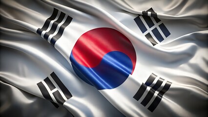 south korea flag made of premium wavy fabric with cinematic scene. south korea flag background
