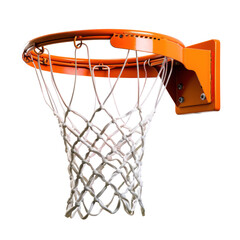A basketball net with a white net and orange rim
