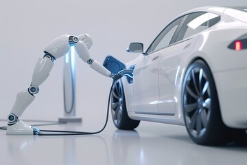 Naklejka premium car automobile electricity auto vehicle technology battery transportation energy environment automotive power cable concept station