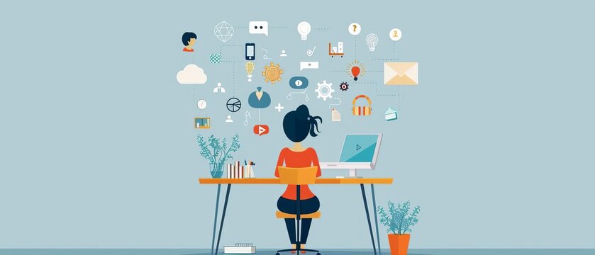 Job interview skills, career advancement preparation, flat design illustration