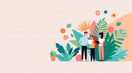 New hire onboarding, educational courses, mentor guidance, flat design illustration