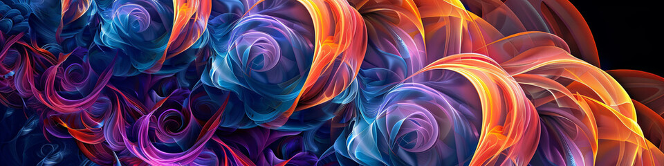 Obraz premium a digital art piece of an abstract, colorful design featuring swirling and intertwined forms, generative AI
