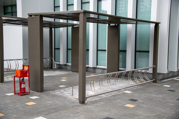 Bicycle parking facility built next to an office building in the city center
