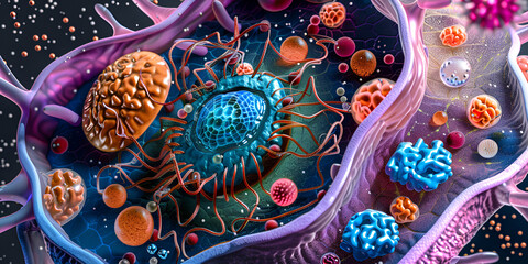 Cross-Sectional Illustration of Animal Cell | Detailed Eukaryotic Cell Structure Visualization

