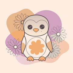 penguin color vector illustration and svg