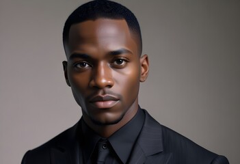 Fototapeta premium Black man in suit on clean background