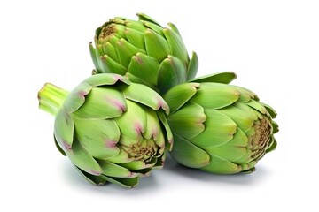 Fresh Artichokes Isolated on White