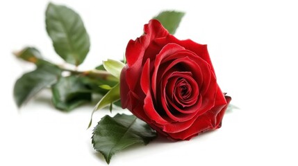 Elegant Red Rose Isolated on White