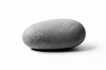 Smooth Grey Pebble Isolated on White