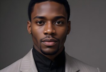 Fototapeta premium Black man in suit on clean background
