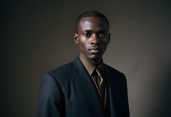 Fototapeta premium Black man in suit on clean background