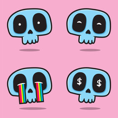 skull expression vector with kawaii style