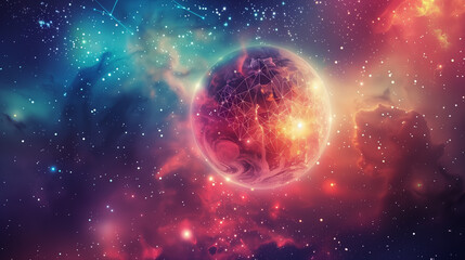 Obraz premium The globe is surrounded by a network that creates a sense of connectedness and unity