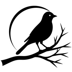 silhouette of a bird vector art illustration