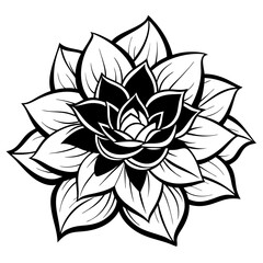 black and white lotus flower