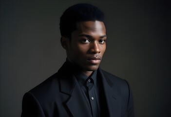 Fototapeta premium Black man in suit on clean background