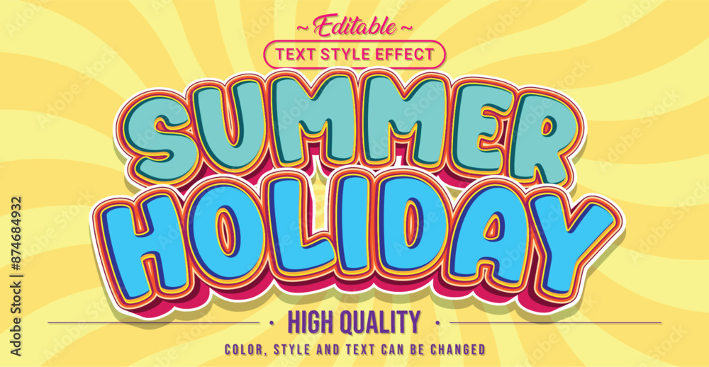 Poster editable text style effect - summer holiday text style theme.