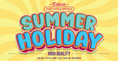 Obraz premium Editable text style effect - Summer Holiday text style theme.