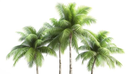 Big tropical palm tree on white background
