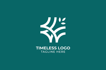 letter C tree leaf iconic abstract lineart logo, line art nature logo vector design oak tree, oval frame line art design style, line art tree forest circle logo Beauty flower line art logo icon