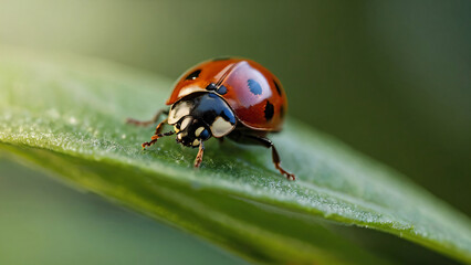 Fototapeta premium close-up macro photo of ladybug