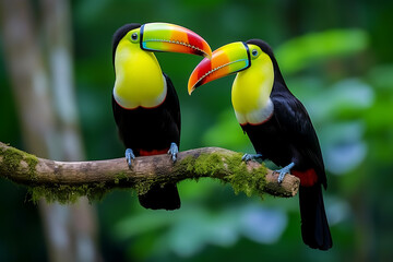 Fototapeta premium Toucan bird in the rainforest of Borneo.