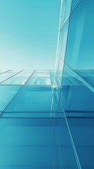 Sky Blue Hue Minimalistic Glass architecture in a Modern Atmosphere, future smart office, business concept, Graphic Resources, Wallpapers, Brochure, Websites, banner design, Advertising, background