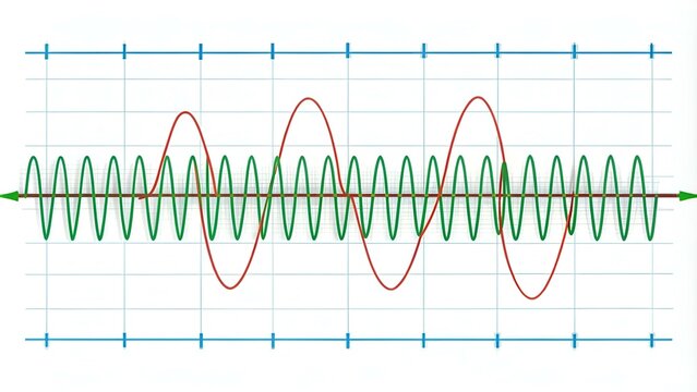Vector scheme of frequency modulation FM and amplitude modulation AM isolated on white background. Carrier signal or carrier waveform is a constant amplitude or frequency. Analog or digital signal.