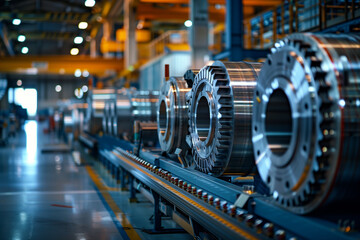 Aerospace manufacturing factory with airplane parts