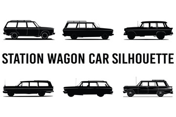 Naklejka premium Station Wagon Car Silhouette Vector