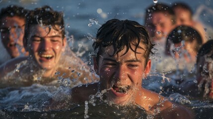 As the challengers emerge from the lake their skin is covered in goosebumps and their teeth are chattering.