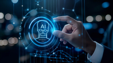 Person pressing ai button