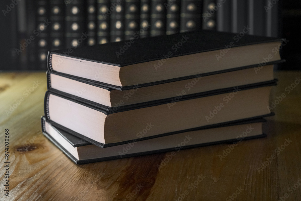 Wall mural books on wooden desk