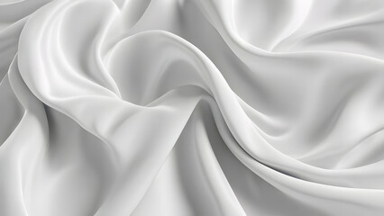 Obraz premium 3D render beautiful folds of white silk, clean fabric background. Simple soft background