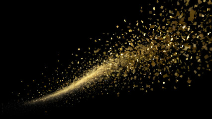 Abstract golden particle glitter effect on dark background