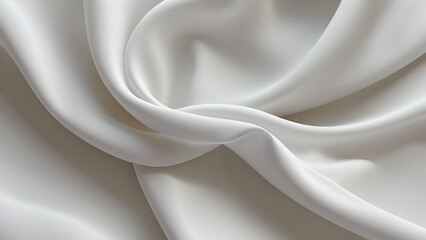 3D render beautiful folds of white silk, clean fabric background. Simple soft background