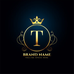 elegant and golden T initial logo background for premium brands