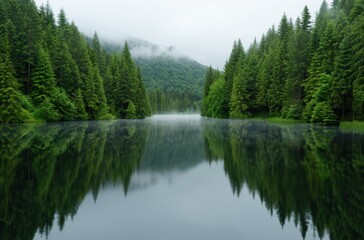 serene forest lake reflection