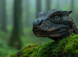 Close-up of a Mysterious Reptile in the Lush Greenery