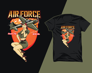air force pin up t shirt design