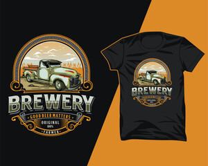 classic pickup truck t shirt design © cithu studio