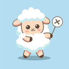 hand drawn flat cute sheep character cartoon set for elements, clipart