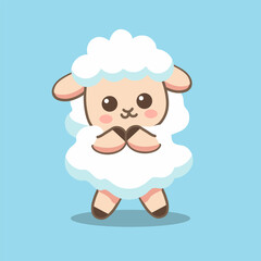 hand drawn flat cute sheep character cartoon set for elements, clipart
