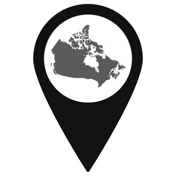 recommend clip art: Canada map. Map of Canada on map pin icon black color isolated